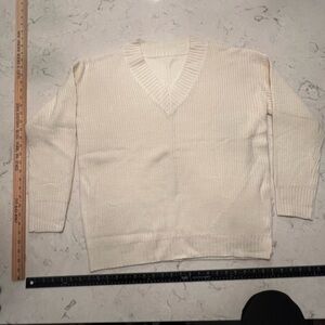 Women’s Cream V-Neck Knit Sweater